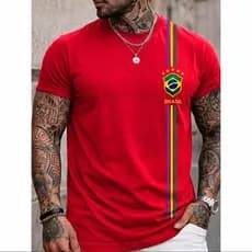 Camiseta Brasil Masculina blusa casual estampada camisa 100% Algodão premium qualidade lançamento