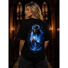 Camiseta Cristã 100% Algodão Camisa redentor soberano Casual blusa confortável compre com fé