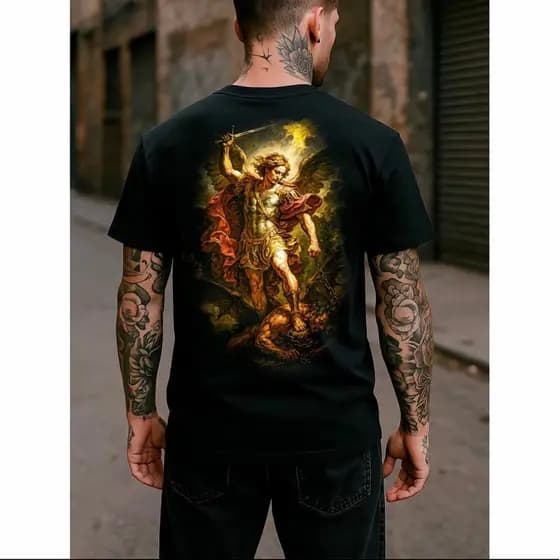 Camiseta São Miguel Arcanjo intecessor T shirt Unissex Camisa Estilosa Em Dtf Blusa Casual