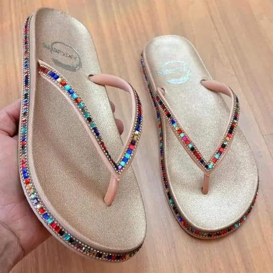 Chinelo Papete Feminino Bico Redondo Praia Moda Verão Ano Novo Blogueira Bahamas Paris Griffe
