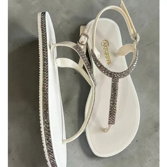 Sandalia Feminino Bico Redondo Rasteirinha Brilho Birken Vitral Grafite Macio Verão Praia Griffes