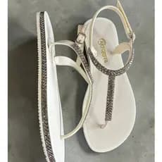 Sandalia Feminino Bico Redondo Rasteirinha Brilho Birken Vitral Grafite Macio Verão Praia Griffes