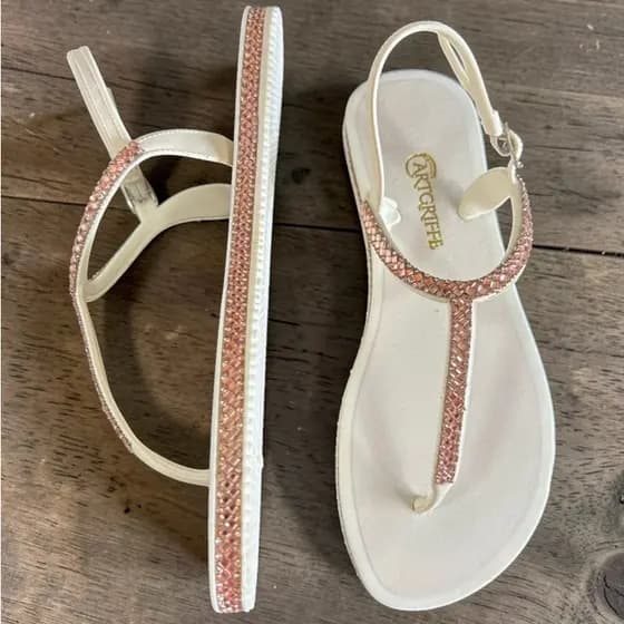 Sandalia Feminino Bico Redondo Rasteirinha Brilho Birken Vitral Macio Verão Praia Griffe Lançamento