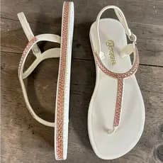 Sandalia Feminino Bico Redondo Rasteirinha Brilho Birken Vitral Macio Verão Praia Griffe Lançamento