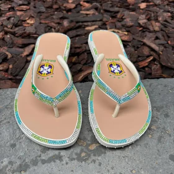 Chinelo Casual Feminino Leve Confortável Sola Brasil Torcedor Brasileiro Copa do Mundo