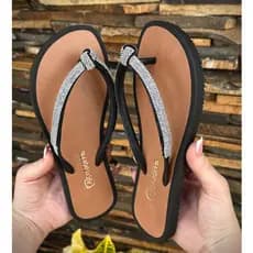 Chinelo Feminino Bico Redondo Rasteirinha Brilho Conforto Nozinho Macio Verão Praia Nó