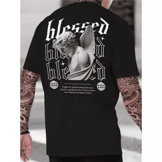 Camiseta Blessed, Camiseta algodão, Camiseta Casual, Camiseta adulta Camisa Streetwear Camisa básica