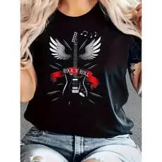 Camiseta Rock Roll Feminina 100% Algodão Premium
