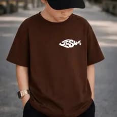 Camiseta Infantil e Juvenil Peixe Jesus 100% Algodão Premium Criança Personalizada Unissex Blusa Camisa