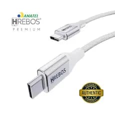Cabo Turbo Hrebos Soft Braid 27W Tipo-C para Tipo-C | Tipo-C para Lightning  m / 2m Reforçado