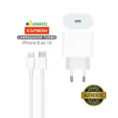 Carregador Turbo para iPhone + Cabo Lightning 1m – iPhone 8, X, XR, 11, 12, 13, 14