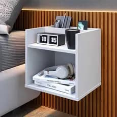 Mesa cabeceira - criado mudo aéreo - moderna - elegante  em MDF cor Branco