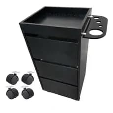 Carrinho auxiliar gaveteiro estética em MDF com suporte secador 90 cm Branco ou Preto