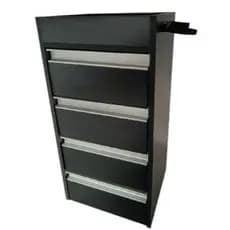 Carrinho Auxiliar Gaveteiro Multiuso estética com suporte para secador e chapa em MDF Preto 74 CM