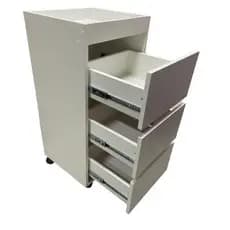 Carrinho Auxiliar Gaveteiro Estética mesa cabeceira criado mudo Salão 70 cm Branco MDF com rodinhas