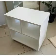 Mesa móvel para impressora em MDF Branco com rodinhas