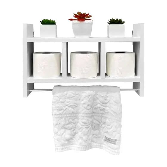 Nicho organizador para papel e toalha em madeira MDF decorativo BRANCO