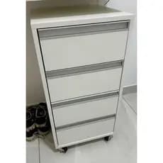 Gaveteiro para estética carrinho auxiliar em MDF 80x35x30 cm Branco 4 gavetas