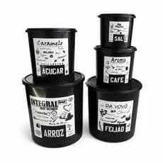 Kit 5 Potes Mantimentos BPA Free Organização Cozinha Tamanhos Variados Cores