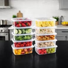 Kit 10 Potes 500ml Transparente Marmita Fitness Porção Semana Armazenar Alimento