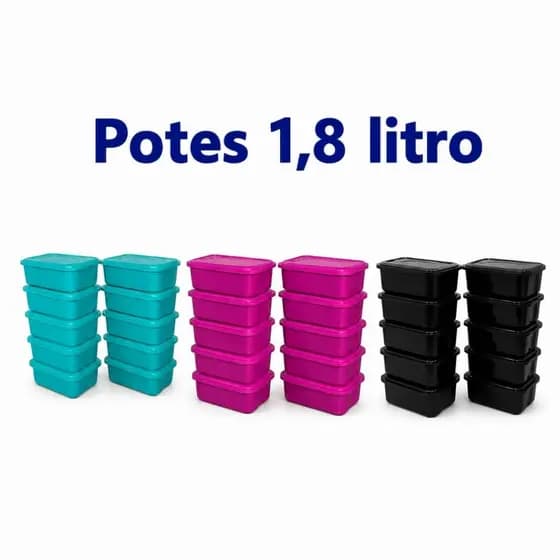Kit até 10 Potes 1,8 Litro Multiuso Organizar Cozinha Armarios Guardar Pequenos Objetos