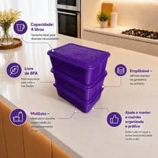 Kit 3 Potes 4 Litros Organizar Objetos Armazenar Utensílios