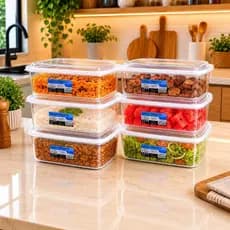 Kit Potes 4 Litros Transparente Plástico Multiuso Armazenar Alimentos Organizar Utensílios