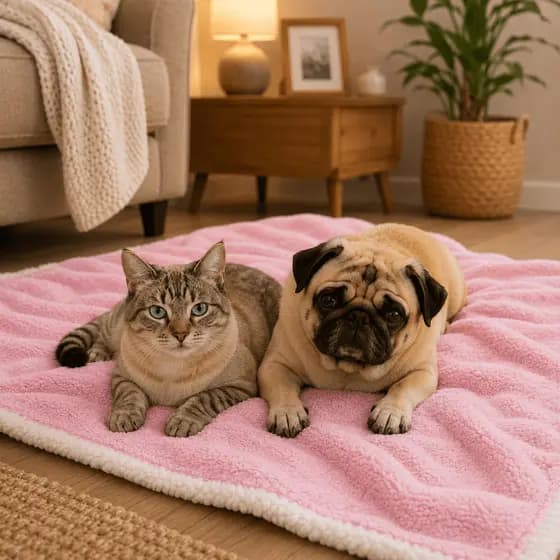 Cobertor Pet Cachorro e Gato Frio Plush com Sherpa Branca Quentinho e Super Macio Azul Rosa Bege