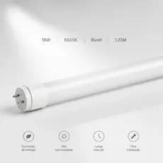Lâmpada LED Tubular T8 18W 120cm Branco Frio 6500K Bivolt