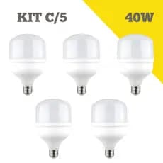 Kit 5 Lâmpadas Bulbo LED 40W – Iluminação Potente e Econômica
