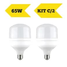 Kit 2 Lâmpadas LED Alta Potência 65W – Branco Frio 6500K – Potente Soquete E27