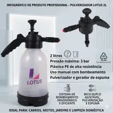 Pulverizador de Espuma Manual 2L 2 em 1