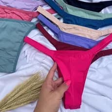 Kit 5 Calcinha Tangas Biquini Fio Duplo de Pala Tirinha Colorida