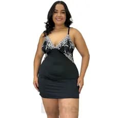 Camisola Sensual Plus Size Renda Bicolor