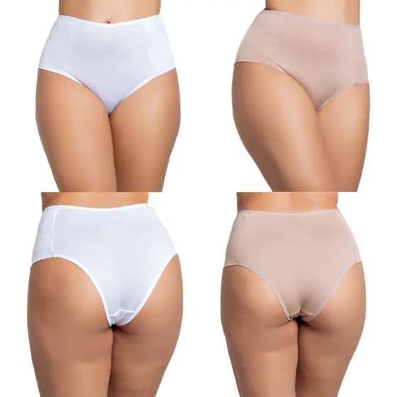 Kit Cinta Calcinha Cintura Alta Pala Dupla Forro 100% Algodão Cós Alto