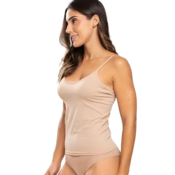 Camiseta Feminina Segunda Pele Conforto Alça Fina Camisete Casual Não Marca Regata