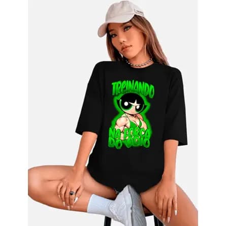 Camiseta Feminina Treino Docinho Roupas de Academia Super Poderosas