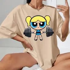 T-shirt Camisetão Algodão Feminino Gym Larga Blusão Academia Camiseta Treino Meninas Super Poderosas Imperdível