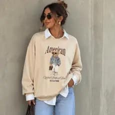 Moletom Sueter Feminino Urso American Estiloso  Da Moda Flanelado Ursinho Tencencia 2026 Chic