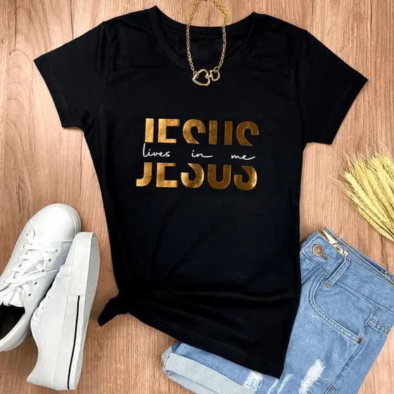 Camiseta Camisa Jesus Cristo Moda Evangélica Feminina Gospel Estilo e Fé Algodão Macio Promoção