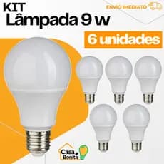 Kit Pack 6 Lâmpada de LED 9W 6500K Branco Frio Bivolt 127V/220V Iluminação Econômica