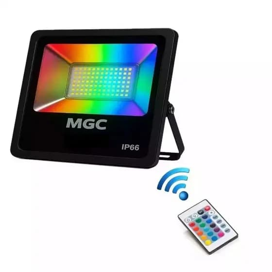 Refletor Led 30w Holofote A Prova Dágua RGB Carcaça Preto 110V/220V (Bivolt) Com Controle Remoto