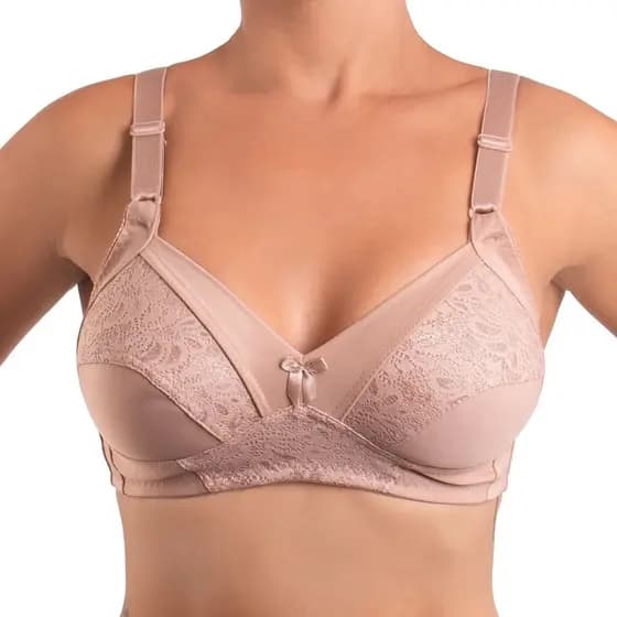Sutiã sem bojo e sem aro reforçado com detalhe em renda Princesa Catarina