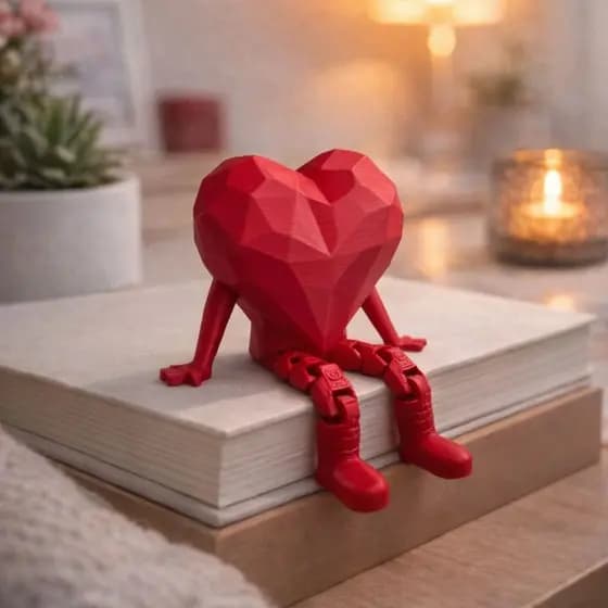Escultura Coração Decorativo Articulado Low Poly