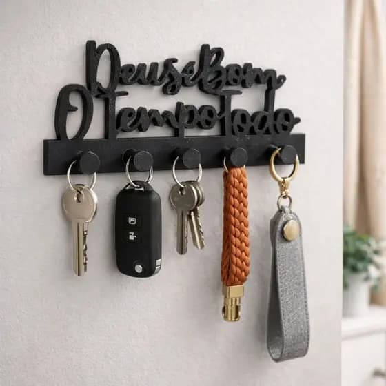 Porta Chaves Deus é Bom o Tempo Todo Decorativo