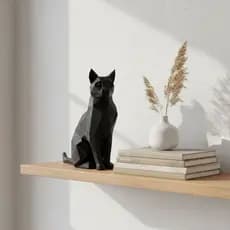 Estatueta Gato Decorativo Low Poly