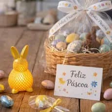 Estatueta Coelho Com Vela Led Decorativo Vazado para Páscoa