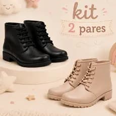 Kit 2 Pares Botinha Injetada Moda Infantil Leve e Confortavel Menina