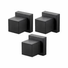Kit 03 Acabamentos De Registro Quadrado Padrão Deca Para Banheiro Chuveiro/Geral Metal Preto Fosco