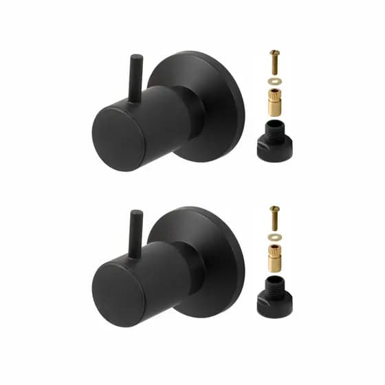 02 Acabamentos De Registro Padrão Docol Para Banheiro Chuveiro/Geral Em Metal C90 Preto Fosco